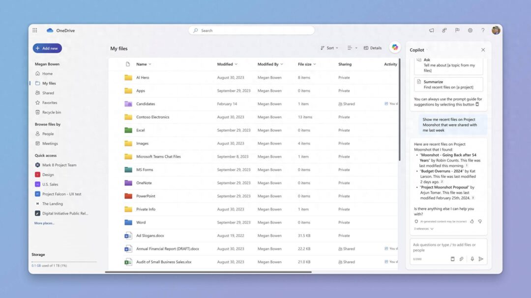 Copilot将于4月中旬登陆OneDrive 适用于工作和学校Microsoft 365套餐 - 万事屋