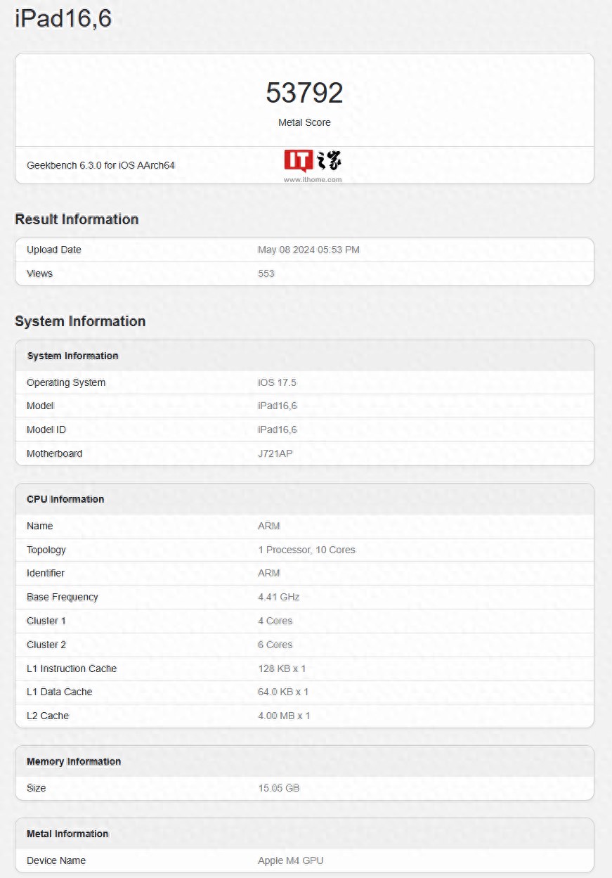 苹果M4款iPad Pro GPU跑分出炉：GB6 Metal比M2提升约15% - 万事屋